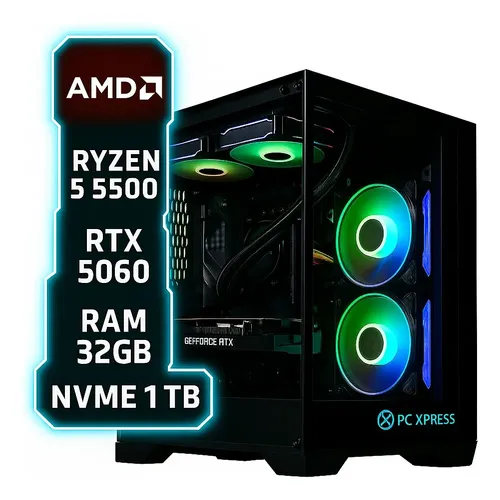 Pc Gamer Ryzen 5 5500 Rtx 4060 32gb Ram Ssd 1tb Wc 240mm Gaming