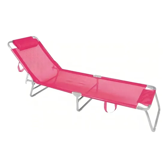Reposera Camastro Aluminio Reforzad Catre Plegable 4 Pos Mor Color Rosa Claro