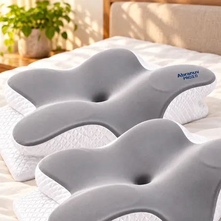 Kit 2 Travesseiros Abranuv Cervicais Espuma Visco Sono Branco