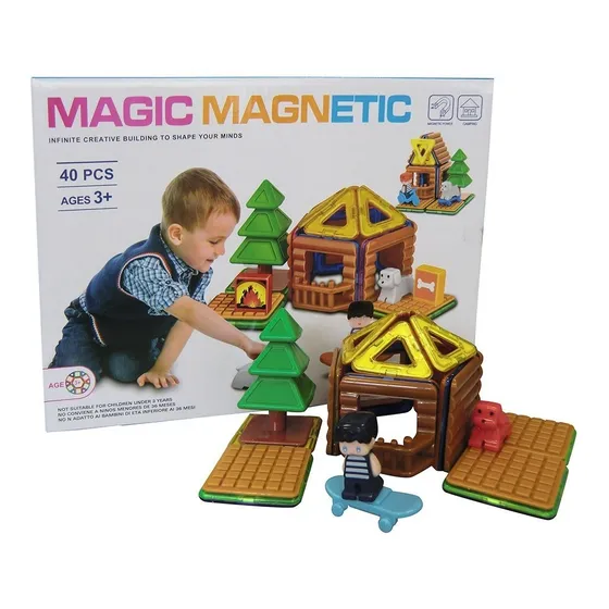 Juego De Bloques Magnéticos Colorido Con 40 Piezas