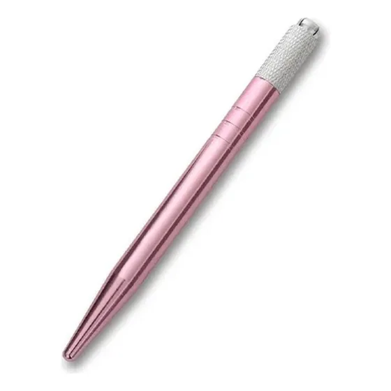 Caneta Manual Microblading Tebori Profissional Prata Cor Rosa