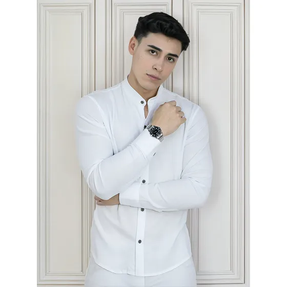 Camisas Cuello Neru Para Hombre | Manga Larga | Algodon 