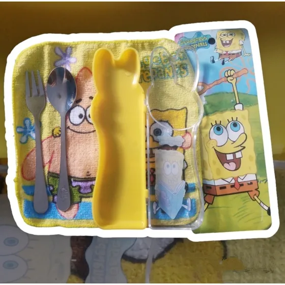 Juego De Cubiertos Para Niños Bob Esponja 