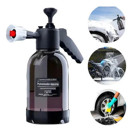 Pulverizador Spray Espuma P Lavagem De Moto 2l Manual Carro Preto