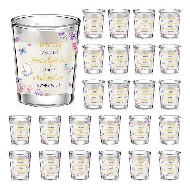 Recuerdos De Bautizo Votivas Aromáticas 25 Pcs - Floral