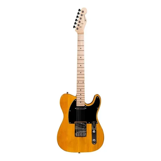 Guitarra elétrica Michael TL Michael Slide GM385N telecaster de tília âmbar com diapasão de bordo