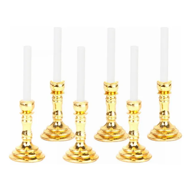 6×par Candelabros 1:12 Casa Muñecas En Miniatura Velas