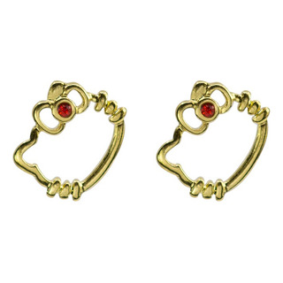 Set Aretes Hello Kitty Silueta Y Mariposa Dorado Brillante Set Aretes Hello Kitty Silueta Y Mariposa Dorado Brillante