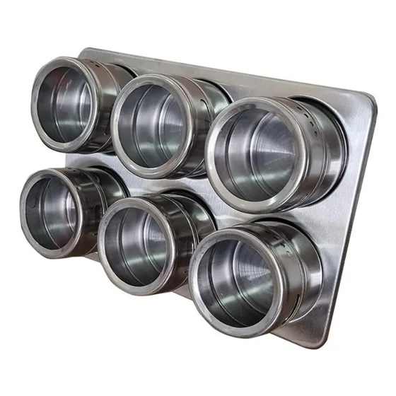 Porta Tempero Condimento De Aço Inox Com Imã Kit 6 Pcs Cor Prateado