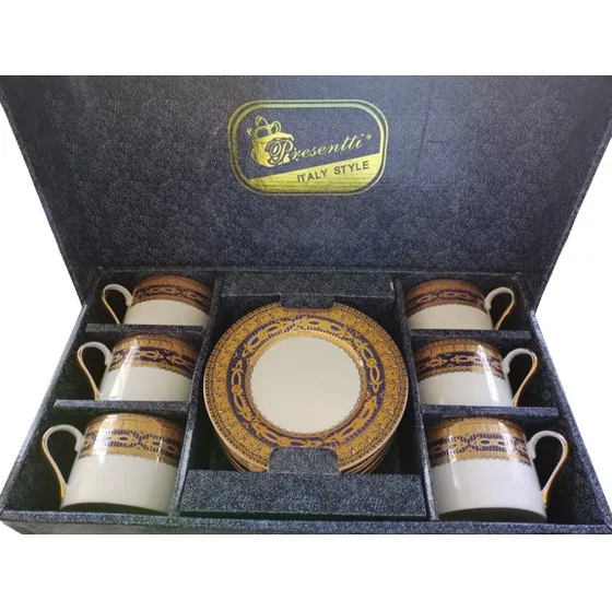 Juego De Té Presentti Italiano Porcelana Fina Con Oro