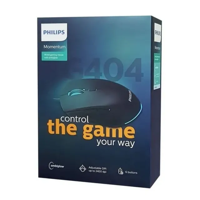 Mouse Gamer Philips Momentum - 2400dpi - Retroiluminado. 