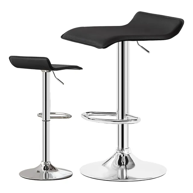 Taburete Negro Regulable En Altura Logi Para Bar Cuerina Gir