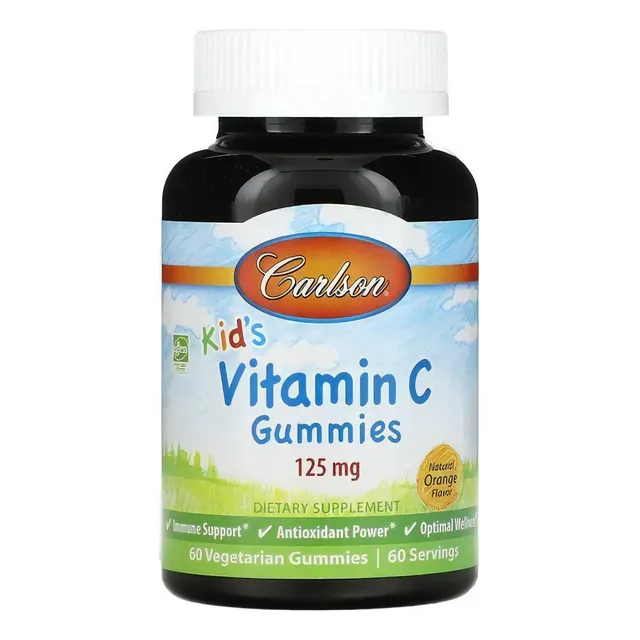 Carlson Labs Kid's Vitamina C, 125 Mg, 60 Gomitas Sabor Naranja