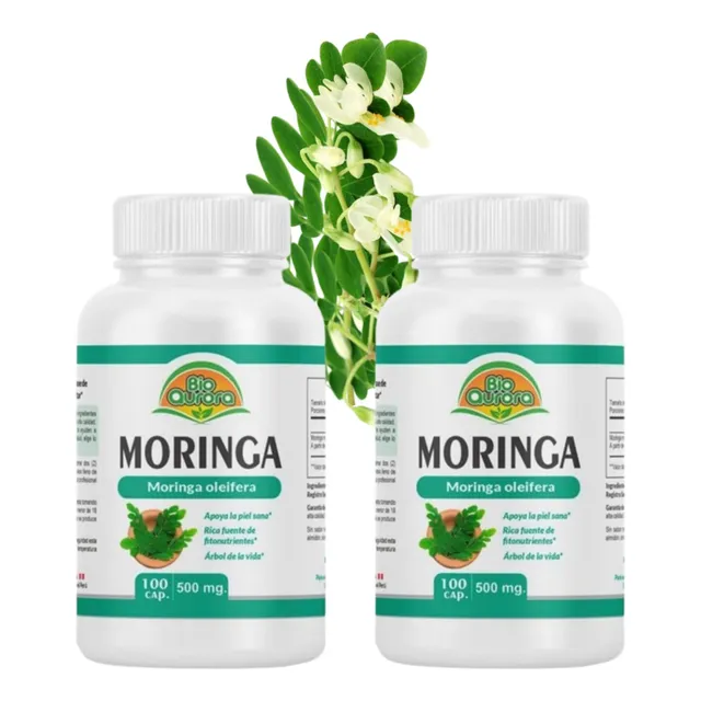 Moringa 100% Natural En Cápsulas - 2 Frascos 200 Uds. 