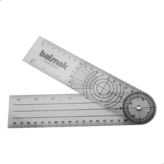 Goniômetro Balmak 20 cm Pvc Transparente 360 Graus