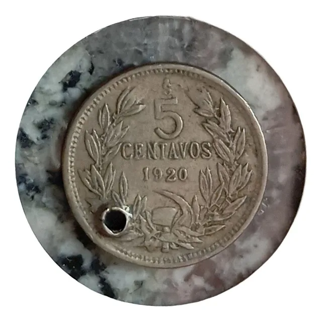  Moneda Antigua Chile 5 Cent 1920 Muy Rara ! Hoz Y Martillo 