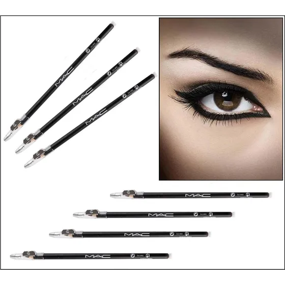 Al Mayor 12 Lápices Delineador Ojos Cejas Negro Mac 18cm