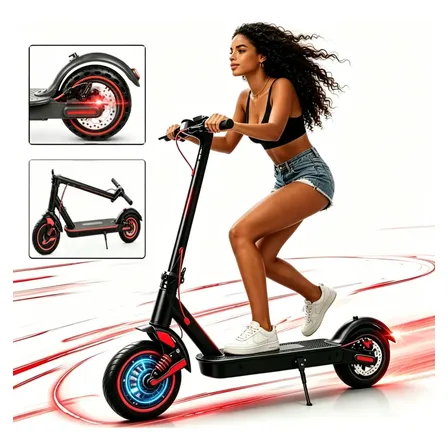 Patinete Elétrico 350w Dobrável 30km/h Amortecedores Duplos Preto-velocidade Máxima30km/h