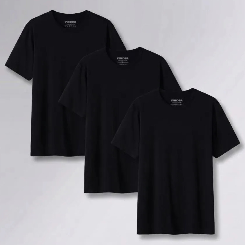 Kit 3 Camisetas Light Insider Preto Pp Liso