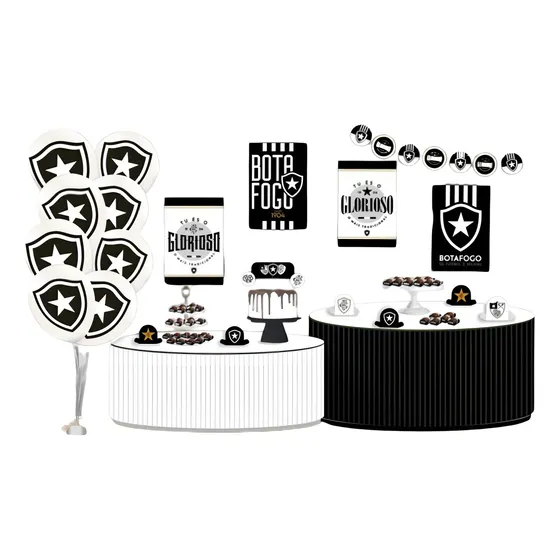 Kit Festa Pronta Decoração Botafogo Fogão Futebol - 62 Unid