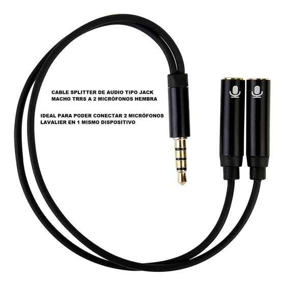 Cable Splitter Audio Macho Trrs Jack 2 Microfonos Hembra