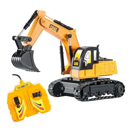 Escavadeira De Controle Remoto Com Fio Carrinho Trator Manobra e Move a Pá DM Toys