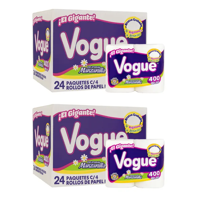 Papel Higiénico Vogue 48 Paq 4 Rollos 400h Manzanilla