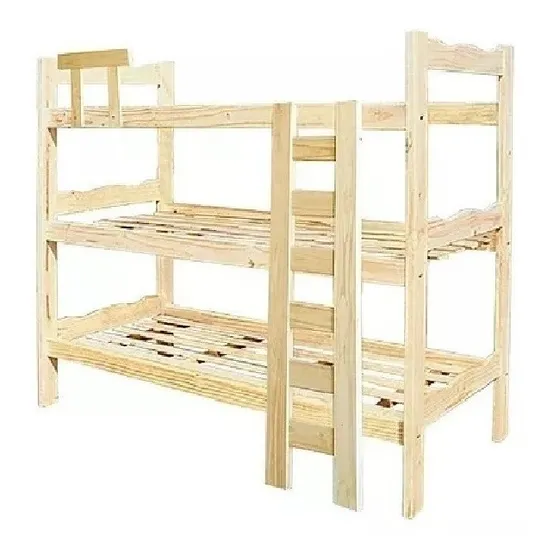 Cama Triple Superpuesta Cucheta 1 Plaza En Pino - Pinoshow Color Sin Pintar