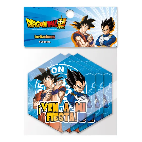 Set 6 Invitaciones Dragon Ball Color Azul