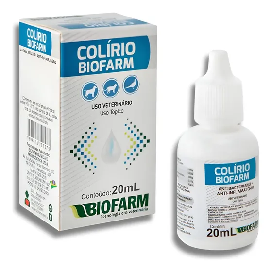 Colírio Antibacteriano Ocular Gatos E Cães 20ml Biofarm