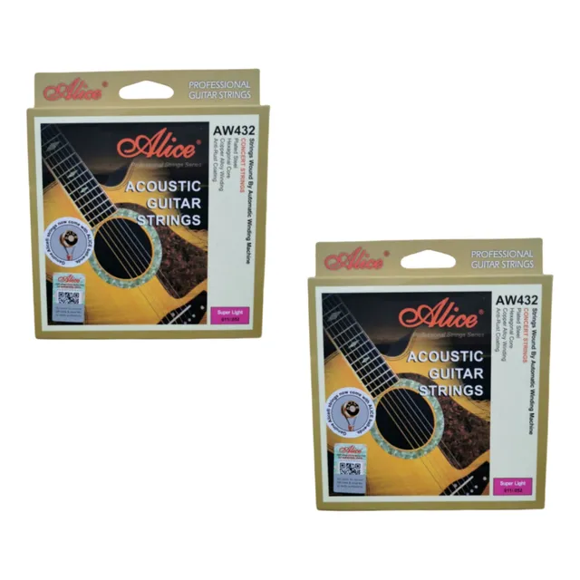 Alice Aw432 Latón Ligero Folk Guitar Set 2pcs 12-53 Cobre