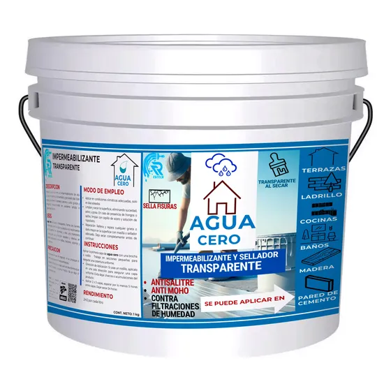Impermeabilizante Sellador Transparente Agua Cero 4 Litros