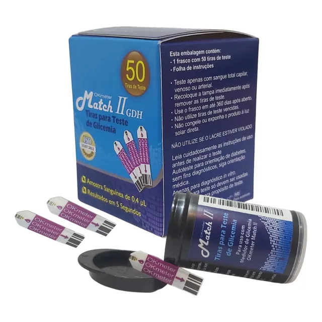 Tiras Para Teste De Glicemia Match Il Ok Meter C/ 50 Unid