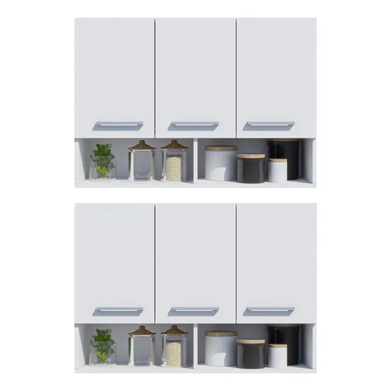 Kit 2 Armários Aereos 3 Portas Cozinha Lavanderia Quarto