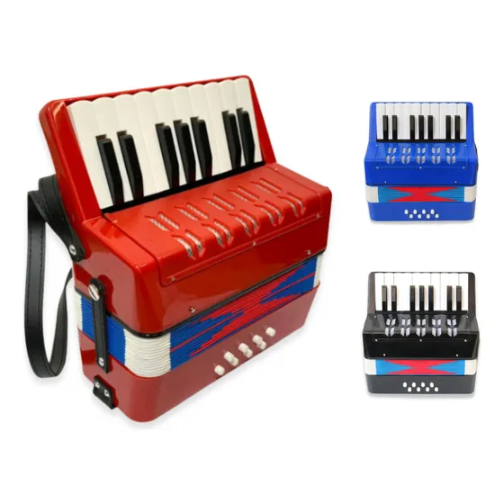 Sanfona Acordeon Semi Profissional 8 Baixos 17 Teclas Gaita Cor Preto