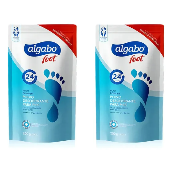 Talco Algabo Polvo Desodorante Para Pies 200gr X2 Unidades