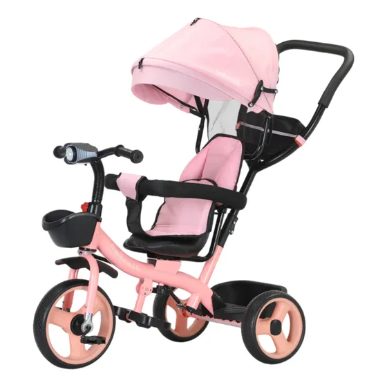 Triciclo Bebesit Rosa 360° Joy 3 Con Luz Y Barra De Empuje