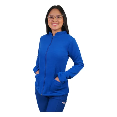 Polerón Clínico Texturado Azul Rey Rayas Xl