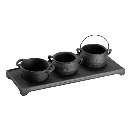 Conjunto Miniatura 4 Peças Panelas De Ferro Papinha Bebê