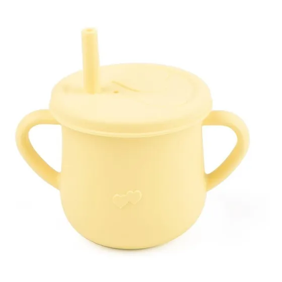 Vaso De Silicona De Bebé Antivuelco Con Sorbito Asas Y Tapa