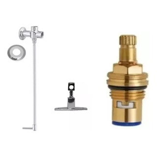 2 Registros Misturador Externo C/ Haste 50 Cm + 2 Reparos 2 Registros Misturador Externo C/ Haste 50 Cm + 2 Reparos