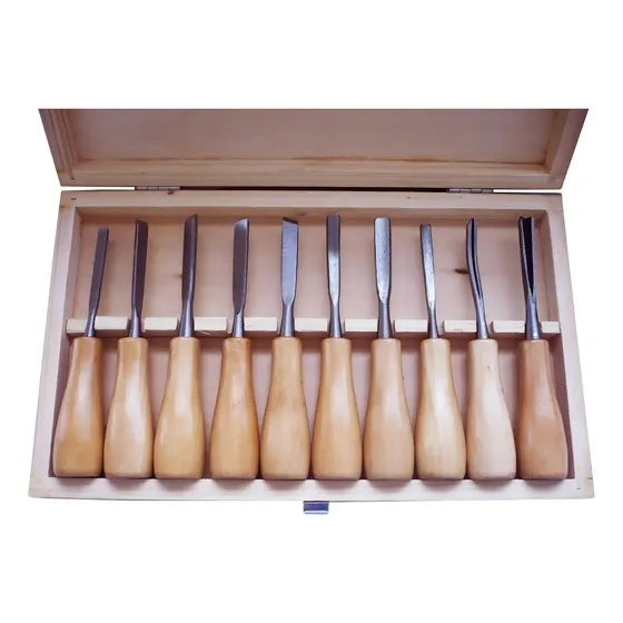 Gubias Formon Para Madera Jgo 10 Pzs Mango Madera Prof. Caj