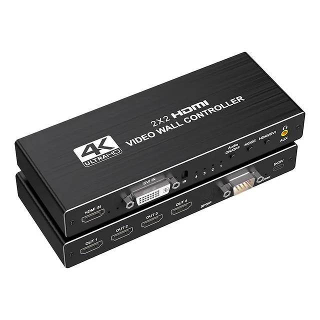Controlador De Pared De Tv Hdmi Gllai 2x2, Procesador De Pared De Tv Hdmi 4k Con Rs232, Rotación De 180° De Múltiples Pantallas De Tv, 8 Modos De Empalme,soporte 1x2, 1x3, 1x4, 2x1, 3x1, 4x1