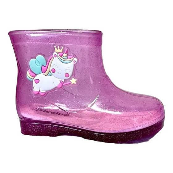 Galocha Botinha Chuva Infantil Bebê Menina Unicórnio Luelua