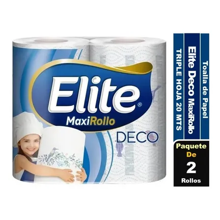 Toalla De Papel Elite Deco Maxi Rollo Triple Hoja 2 Rollos