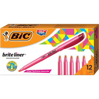 Bic Brite Liner Highlighter, Chisel Tip For Broad Highlighti Bic Brite Liner Highlighter, Chisel Tip For Broad Highlighti
