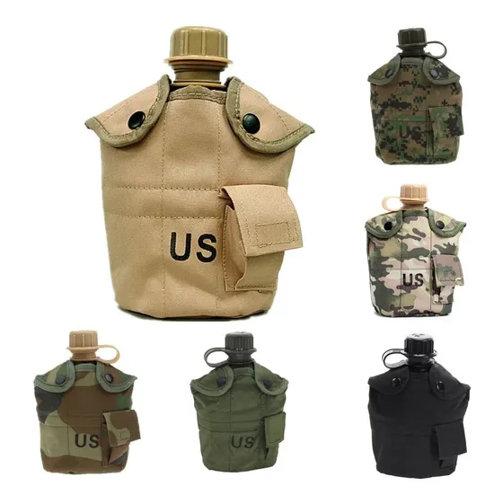 Botella Cantimplora Táctica Militar 1 Litro Aluminio Camping