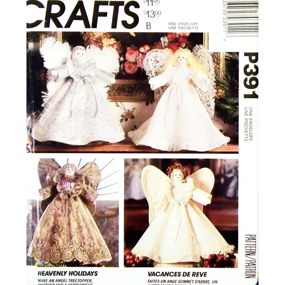 Mccall 's Craft Patron Angel Treetopper Centro Mesa Ropa Ala