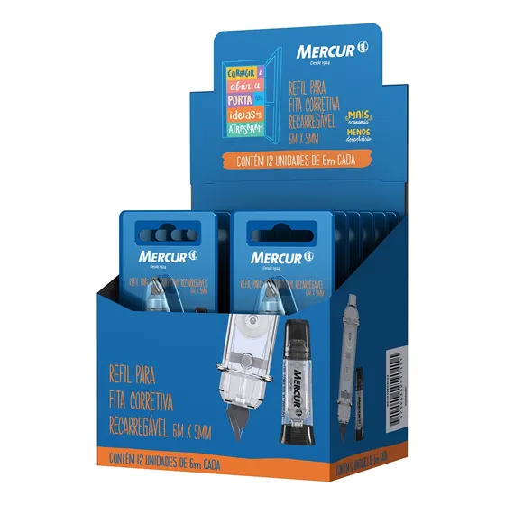 Refil Fita Corretiva 5mm X 6m Caixa Com 12 Un. Mercur