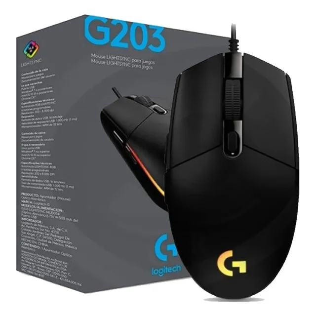 Mouse Gaming Logitech G203 Luz Rgb 1000dpi 6 Botones